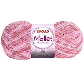Lã Mollet Círculo Cor Rosa Mesclada 100g - 9373