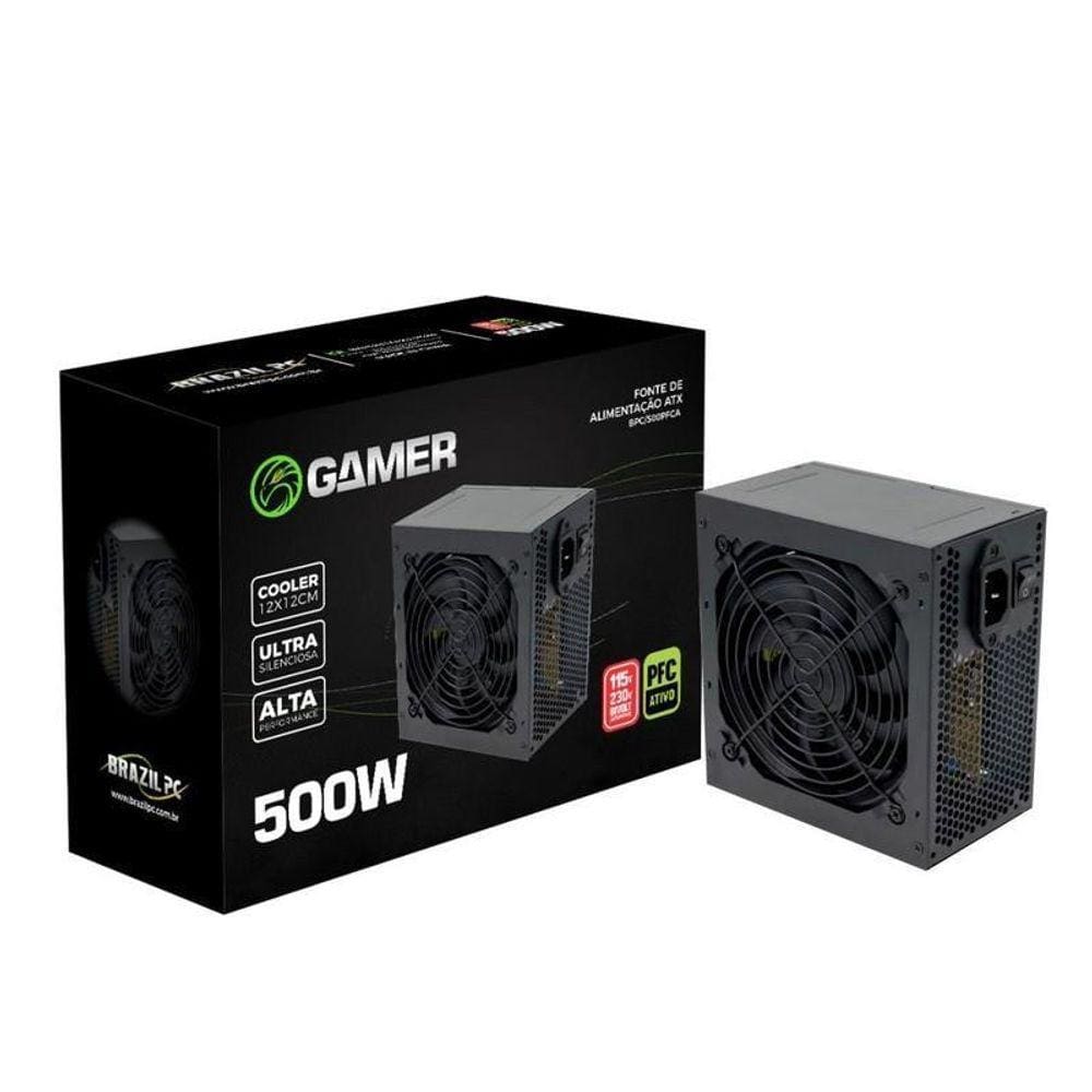 Fonte Atx Gamer Real Bpc 500W Com 24 Pinos Box E Bivolt