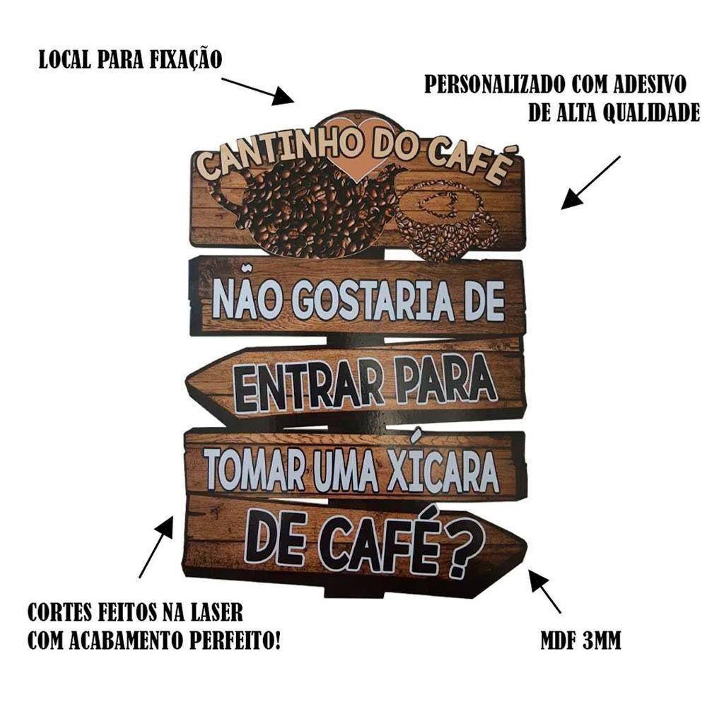 PLACA COFFEE DECORATIVA EM MADEIRA 30X20CM - Clube da Casa - Nova Era