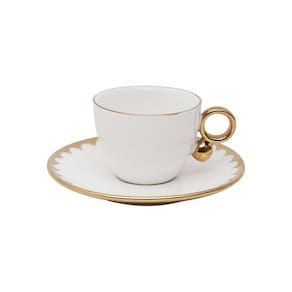 Conjunto 6 Xícaras Café Porcelana Com Pires Egg 90Ml - Wolff