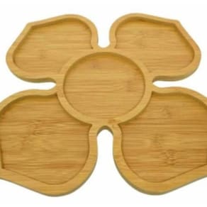 Petisqueira Bambu Flor Com 5 Divisórias 30X30Cm