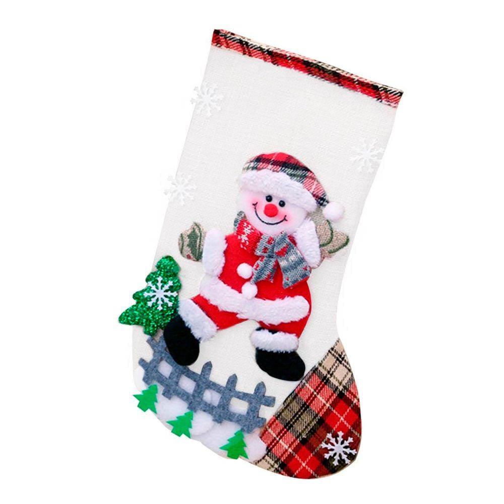 Bota Meia Natalina Decoração Boneco De Neve Em Feltro 30cm
