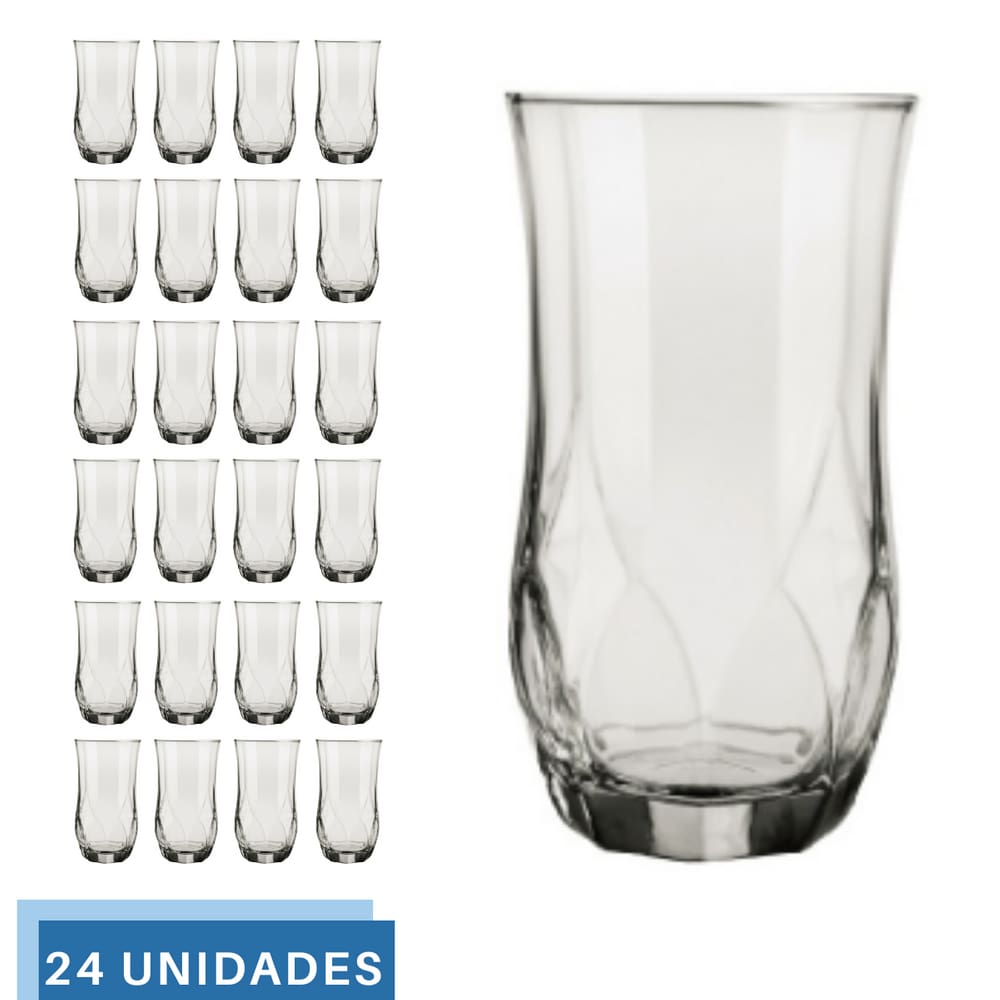 Kit 24 Copos Ópera Transparente Redondo 360ml Durável Nadir