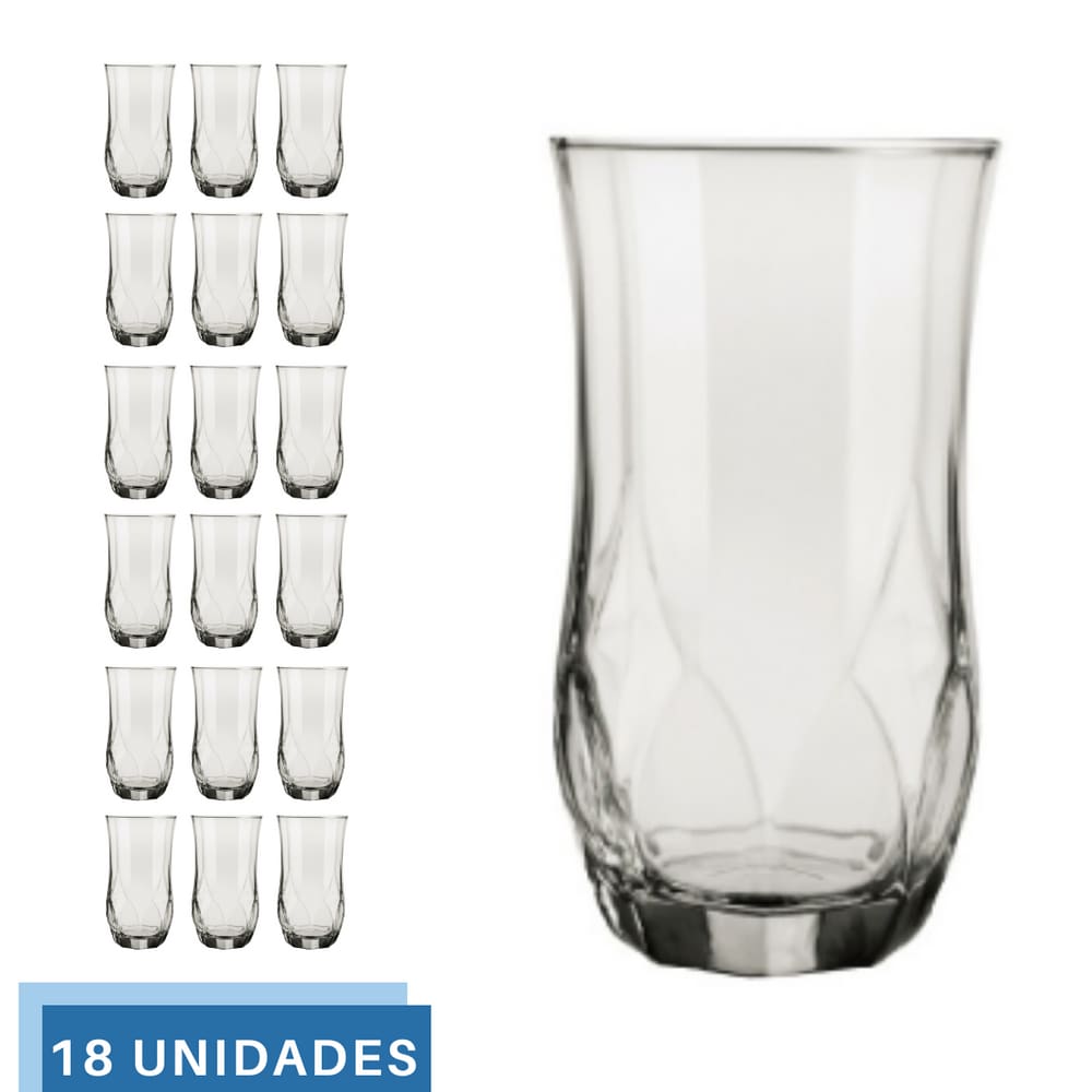 Kit 18 Copos Ópera Transparente Redondo 360ml Durável Nadir