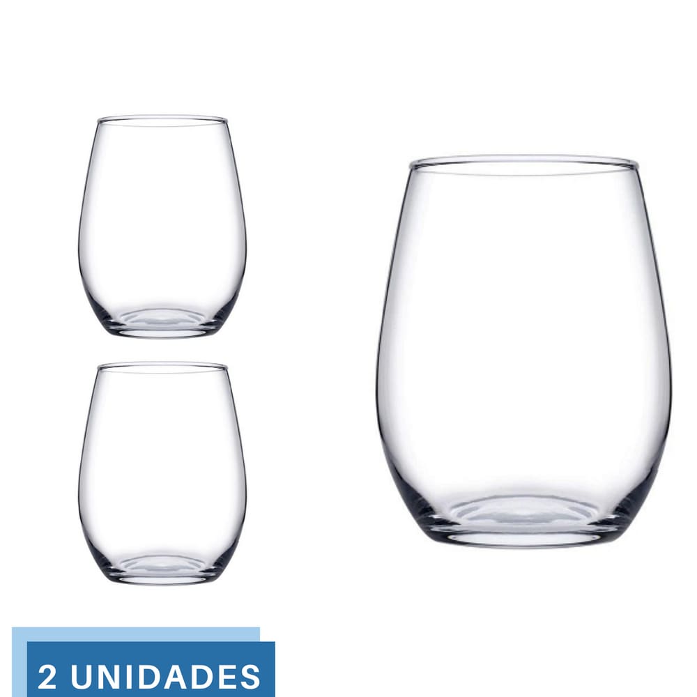 kit 2 Copos Vidro Transparente Redondo 440ml Amber Pasabahçe