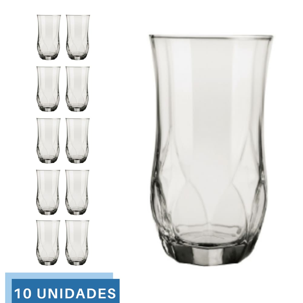 Kit 10 Copos Ópera Transparente Redondo 360ml Durável Nadir