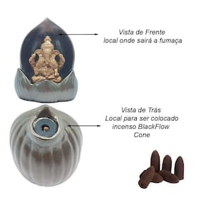 Incensário Cascata De Fumaça Ganesha Flor De Lotus