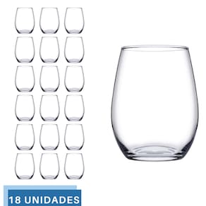 18 Copos de Vidro Transparente Redondo 440ml Amber Pasabahçe