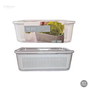 Pote Hermético Slim Multiuso Com Cesto De Drenagem 2.570Ml