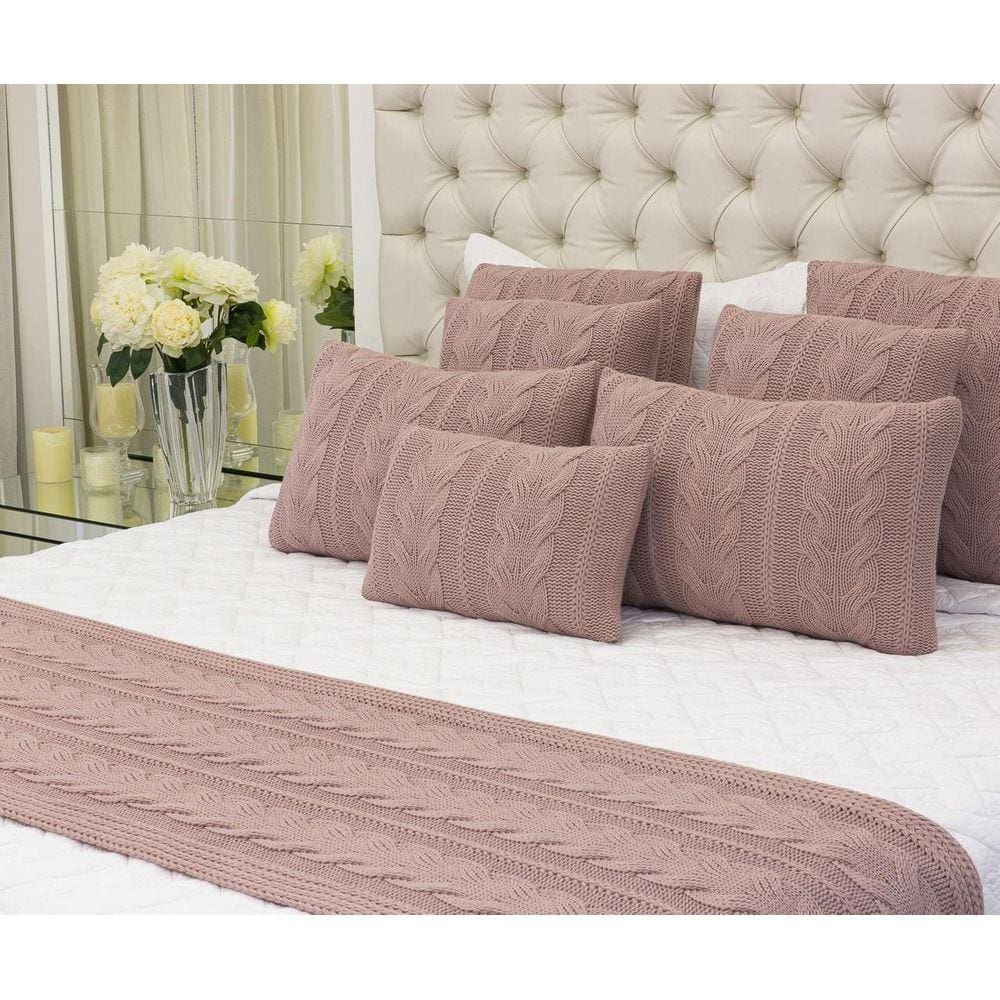Kit Manta Sofá Cama King + 2 Capas 50X30 Viena Rose