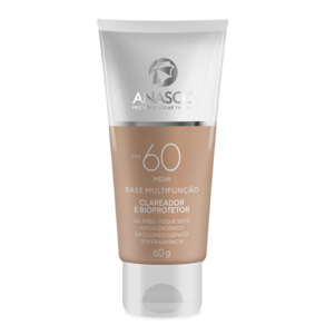 Protetor Solar Facial Anasol Base Média 60 Fps Clareador Toque Seco Oil Free Hipoalérgico Vegano Com Vitamina E