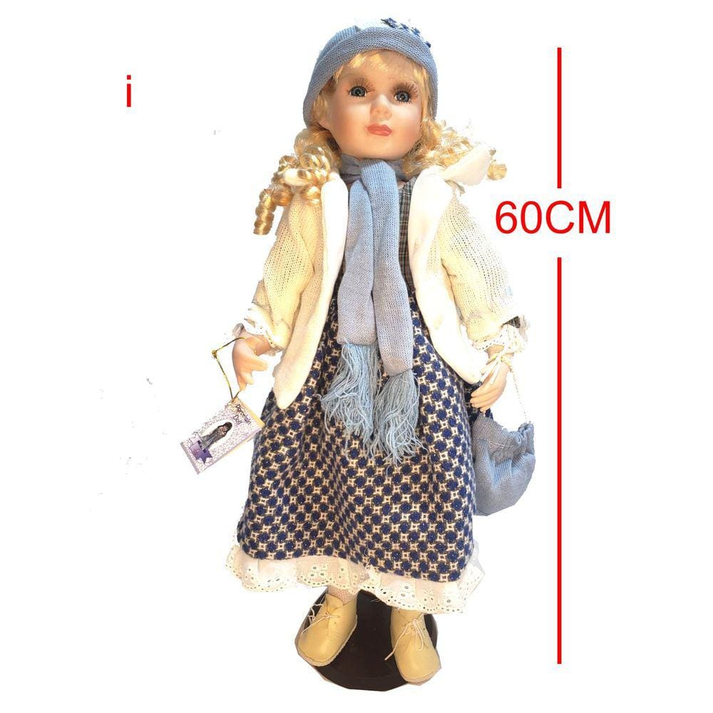 Boneca Porcelana Camponesa Francesa 60cm Cachos Lindos