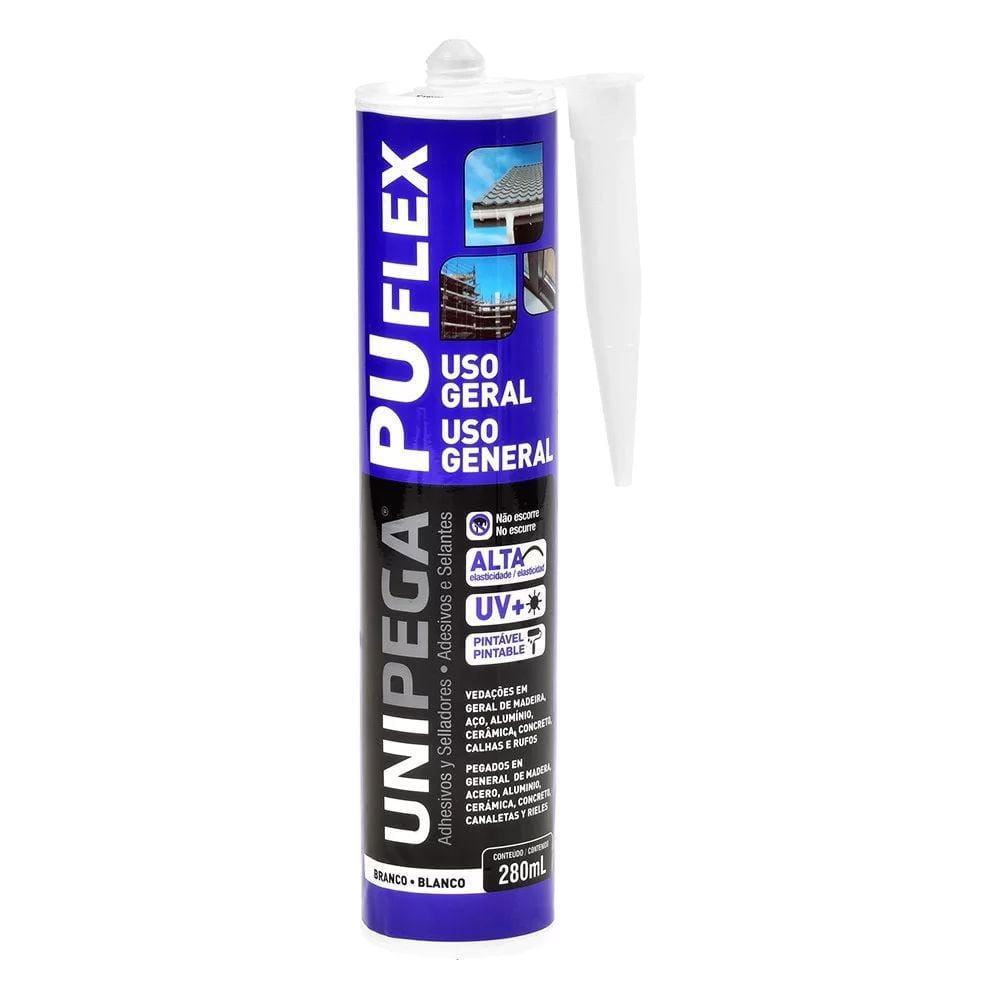 Cola Silicone Selante PU Flex Uso Geral Branco 280ml - Unipega