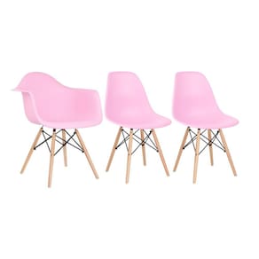 Kit 1 cadeiras Eames DAW com braços + 2 cadeiras Eiffel DSW