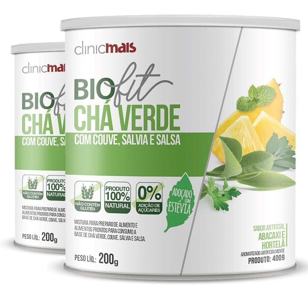 Kit 2 Solúvel Biofit Chá Verde Adoçado Com Estévia 200g Clinicmais