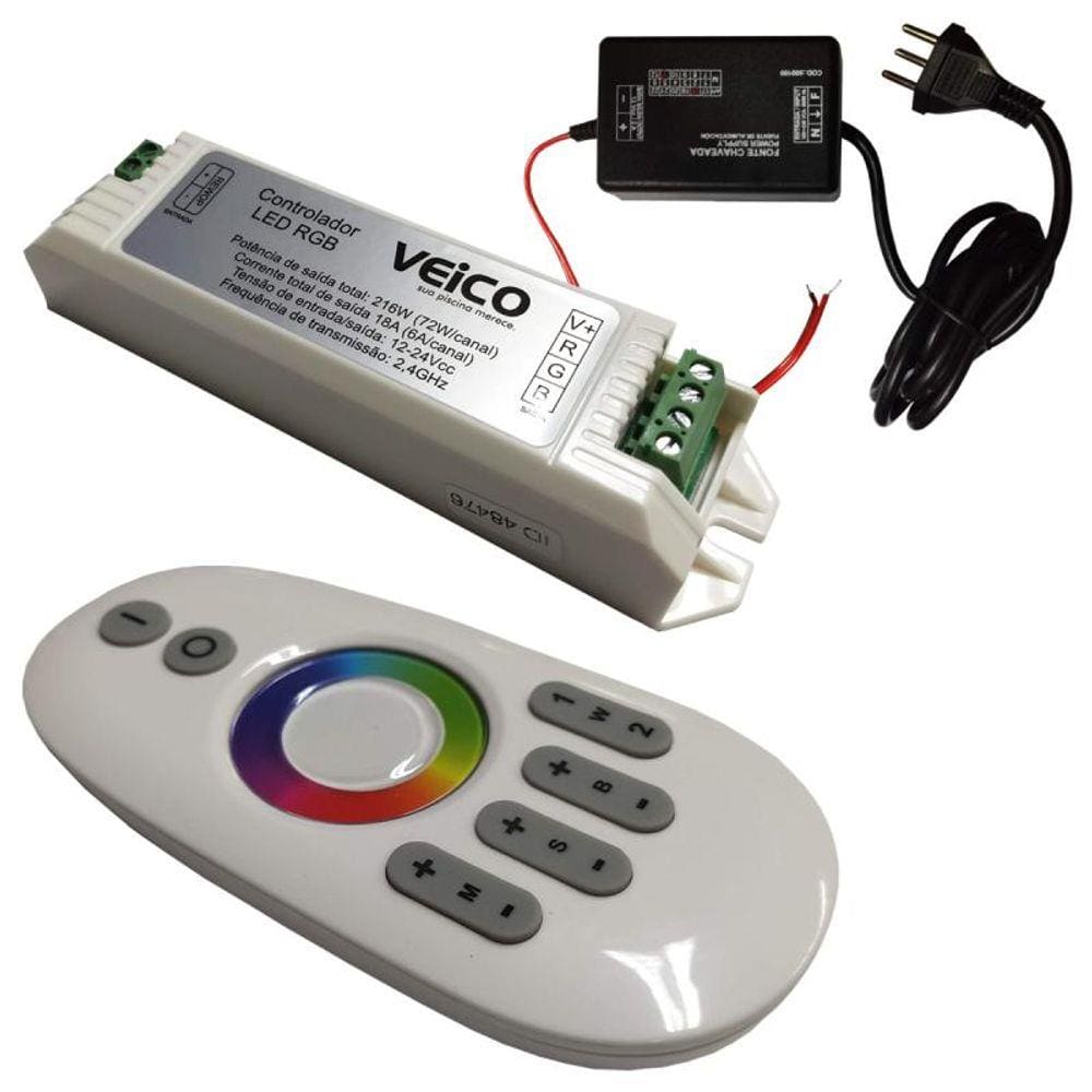 Controlador Remoto RGB TouchScreen LED com Fonte para Piscinas