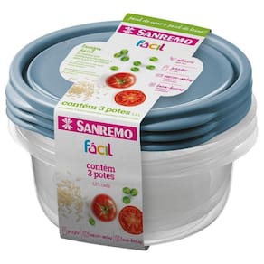 Conjunto De 3 Potes Plastico Sanremo 620ml Hermetico