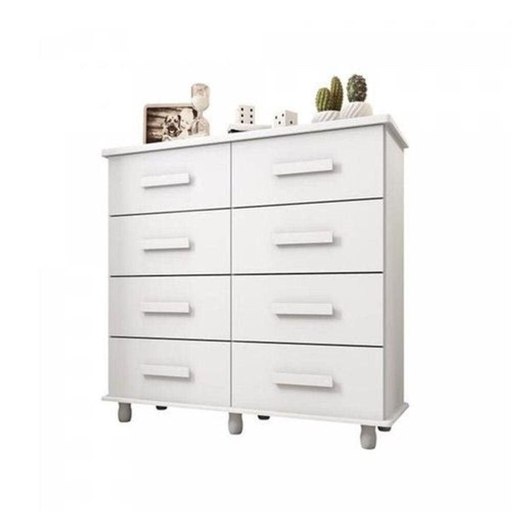 Cômoda Paris 8 Gavetas Branco Lanza