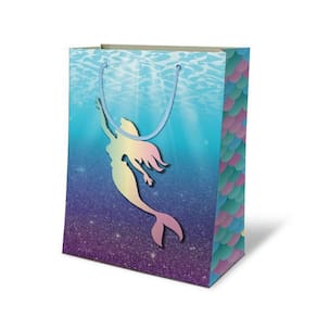 Kit 100 Sacolas Papel Sereia 25X17X6Cm Bolsa Festa Infantil