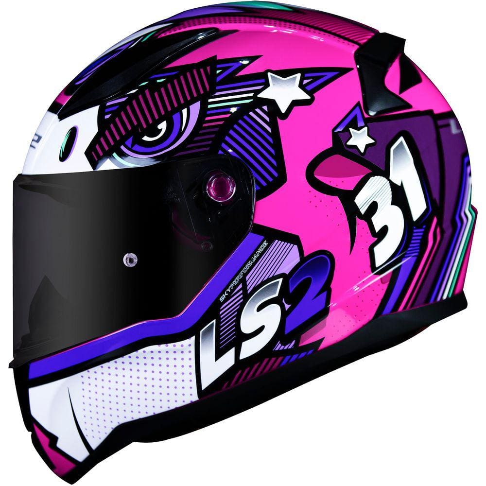 Capacete Ls2 FF353 Khan Rosa Roxo Branco
