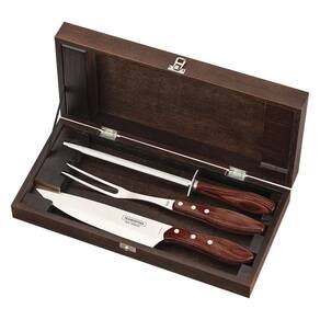 Kit Churrasco Tramontina Polywood Estojo De Madeira 4 Peças