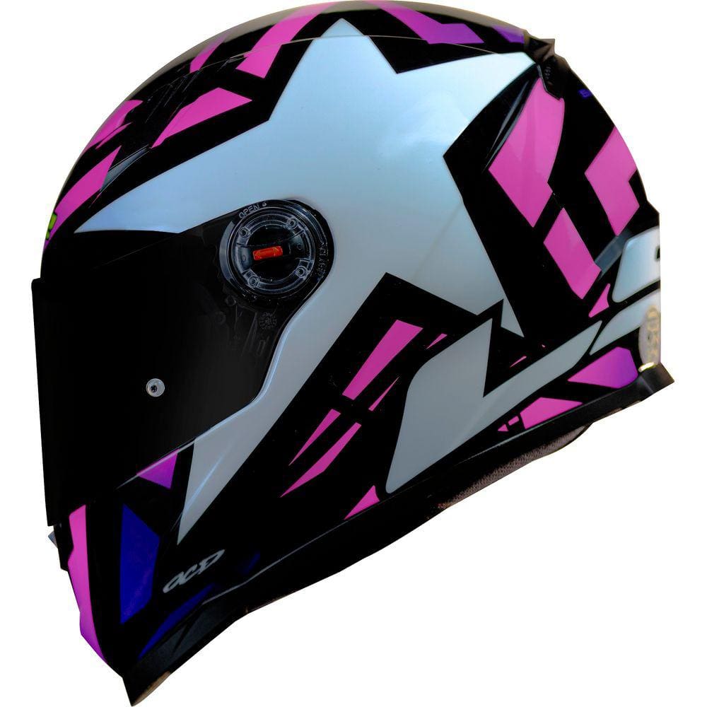 Capacete Ls2 FF358 Starwar Rosa Preto Estrela Star War