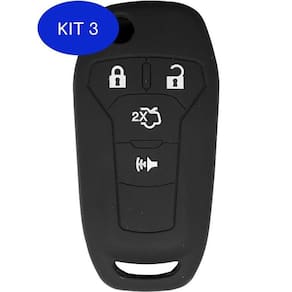 Kit 3 Capa Silicone Ford Fusion Novo Ka 4 Botões Preto