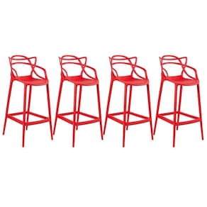 Kit 4 Banquetas Altas Masters Allegra 76 Cm Vermelho