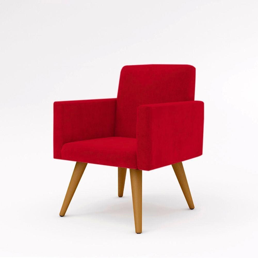 Cadeira Estofada Poltrona P/Sala Balaqui Decor vermelha