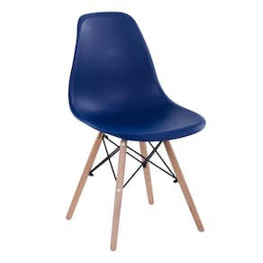 Cadeira Charles Eames Eiffel Dsw Com Pés De Madeira Clara Azul Bic