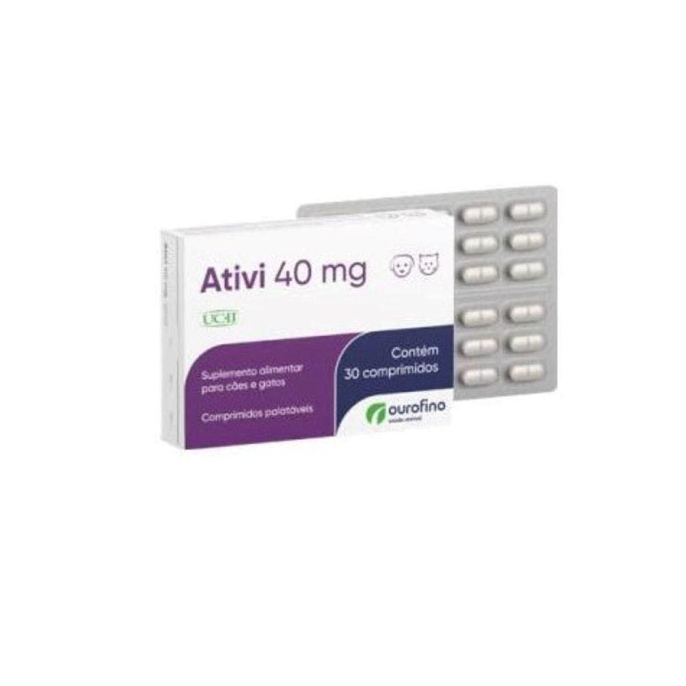 Ativi 40 Mg Suplemento Caes E Gatos 30 Comp