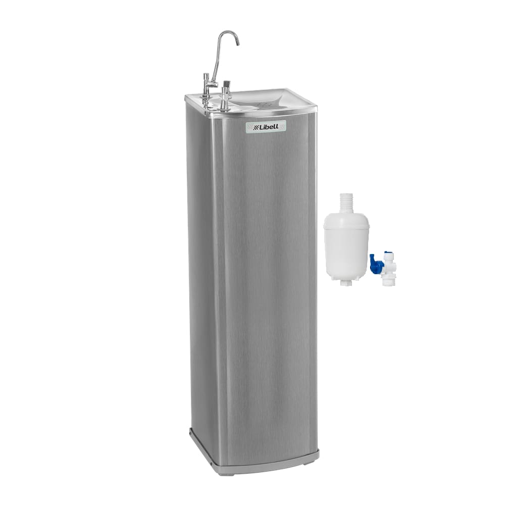 Bebedouro Purificador Pressão Industrial Refrigerado Aço Inox com Filtro Libell