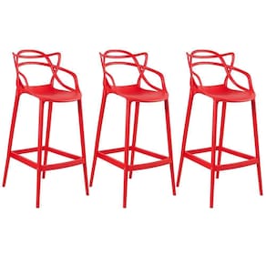 Kit 3 Banquetas Altas Masters Allegra 76 Cm Vermelho