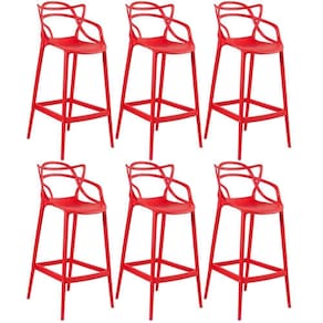 Kit 6 Banquetas Altas Masters Allegra 76 Cm Vermelho
