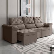 Sofá Retrátil 3 Lugares 2,10m York Suede Marrom