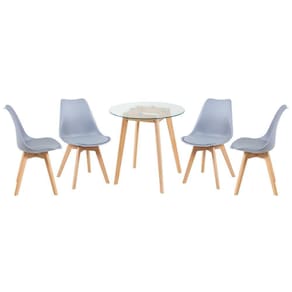 Mesa Redonda 70cm + 4 Cadeiras Cinza Claro Cinza-Claro