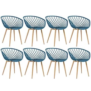 Kit - 8 X Cadeiras Clarice Nest Com Apoio De Braços - Sidera - Azul Petróleo