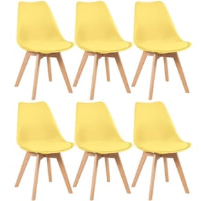 Kit 6 Cadeiras Com Assento Estofado Amarelo