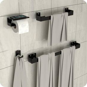 Kit Acessórios Para Banheiro Com Ventosa 4 Peças Preto ELG