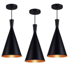 Kit 3 Luminária  Funil Canadá Preto E Cobre