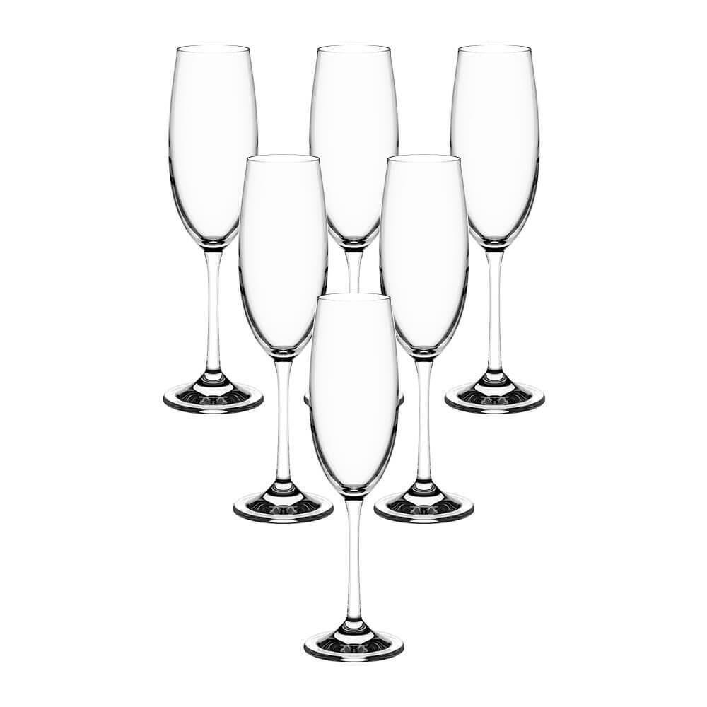 Jogo De Taças De Champanhe De Cristal Com Titânio 6 Peças