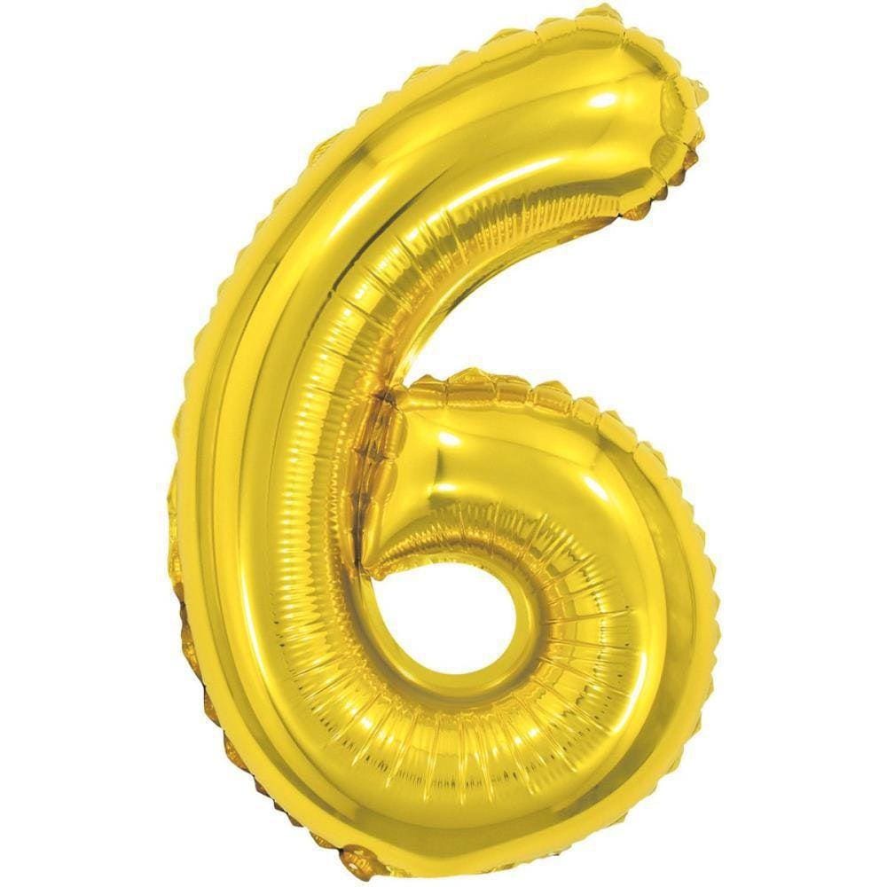 Balão Metalizado Numero 6 Dourado 40CM