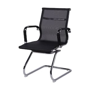 Cadeira Boxbit Eames Office Tela Preta Fixa Cromada Preta