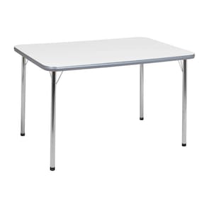 mesa de cozinha retangular carla cromada e branca 120 cm