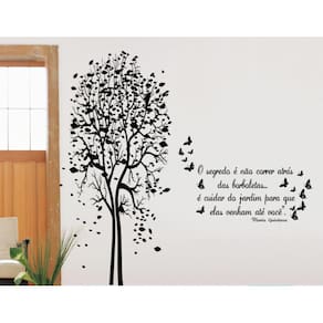 Adesivo Decorativo Árvore Com 2 Metros E Frase Borboleta