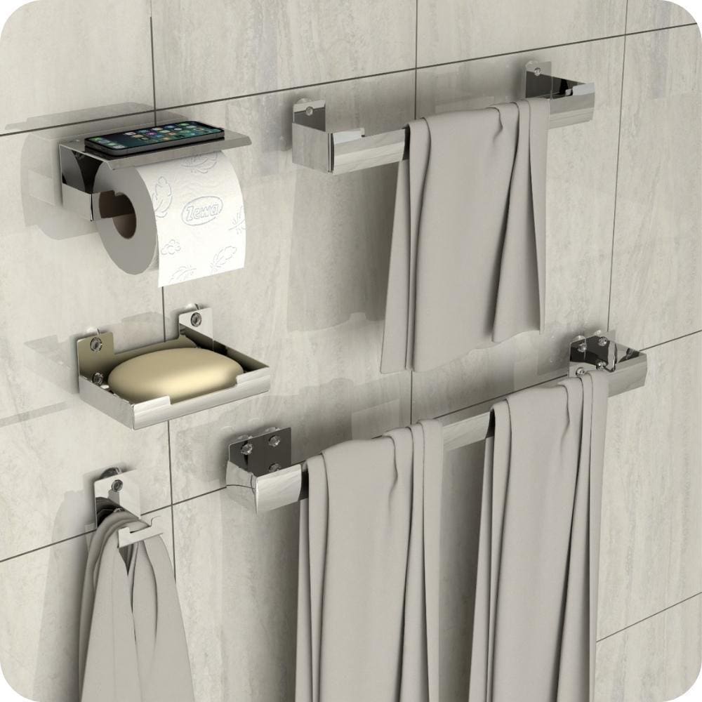 Kit Acessórios Para Banheiro Inox Com Ventosa 5 Peças ELG