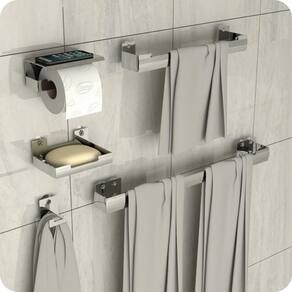 Kit Acessórios Para Banheiro Inox Com Ventosa 5 Peças ELG