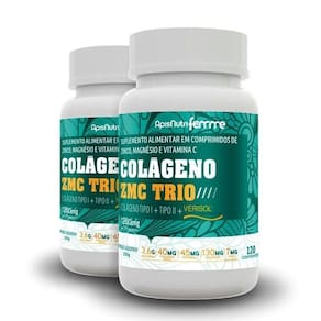 Kit 2 Colágeno Zmc Trio Tipos 1, 2 + Verisol Apisnutri 120 Comprimidos