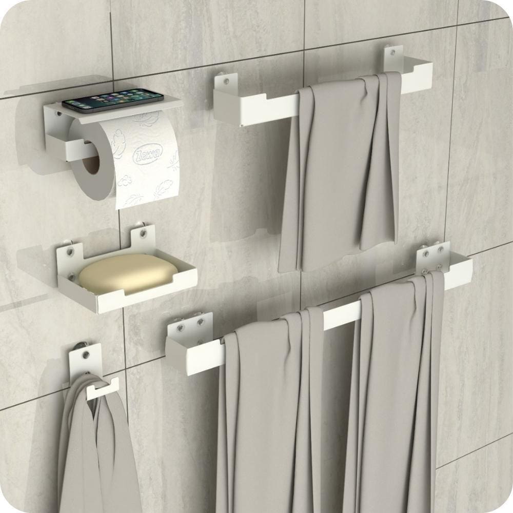 Kit Acessórios Para Banheiro Com Ventosa 5 Peças Branco ELG