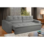 Sofá Retrátil e Reclinável 3 lugares com Molas 1,80m Vegas Suede Cinza Adonai Estofados